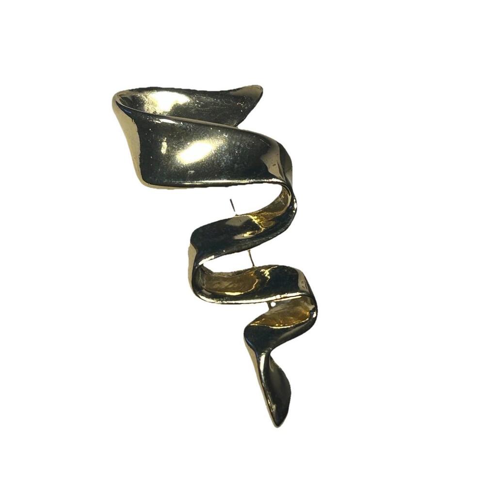 Vintage Gold Spiral Brooch Pin – Elegant Statement Jewelry